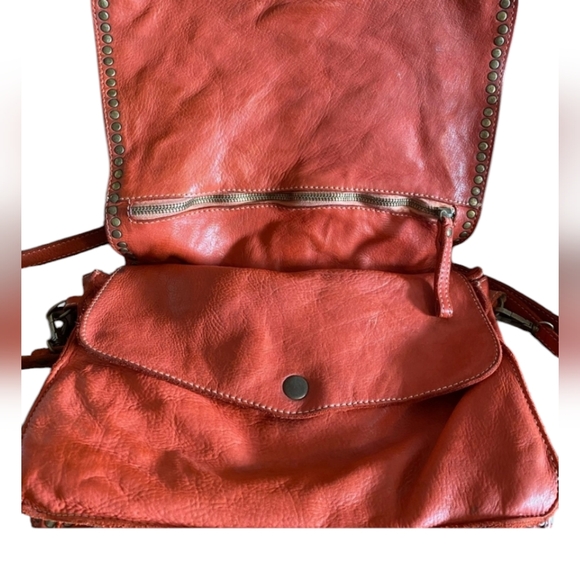 Costanza Rota Leather Studded Shoulder Crossbody Red Bag - Picture 2 of 8